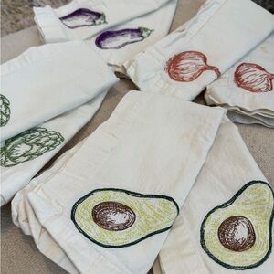 Trader Joe's Sold Out Set of Vegetable Print Embroidered Cloth Napkins